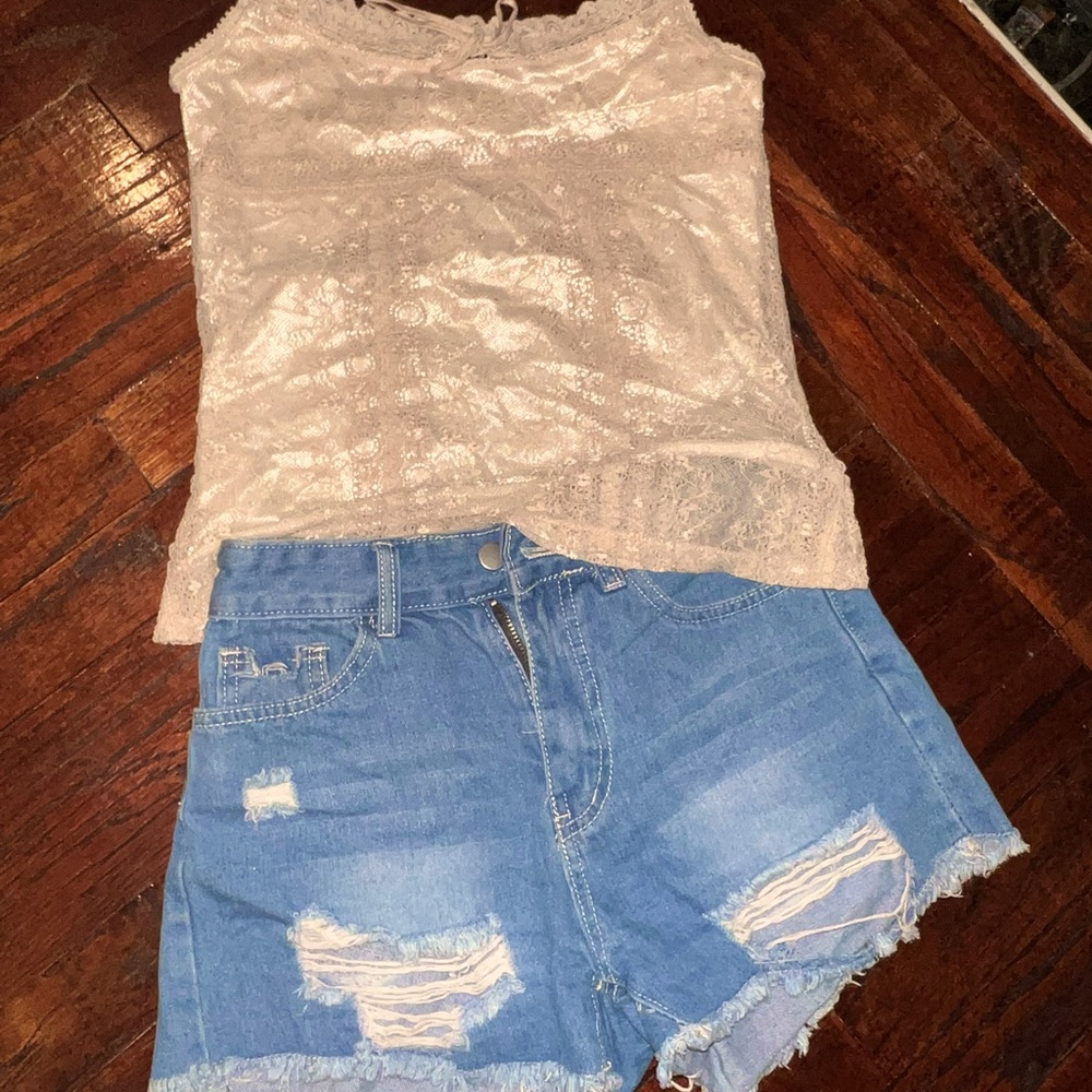 Distressed Denim Shorts